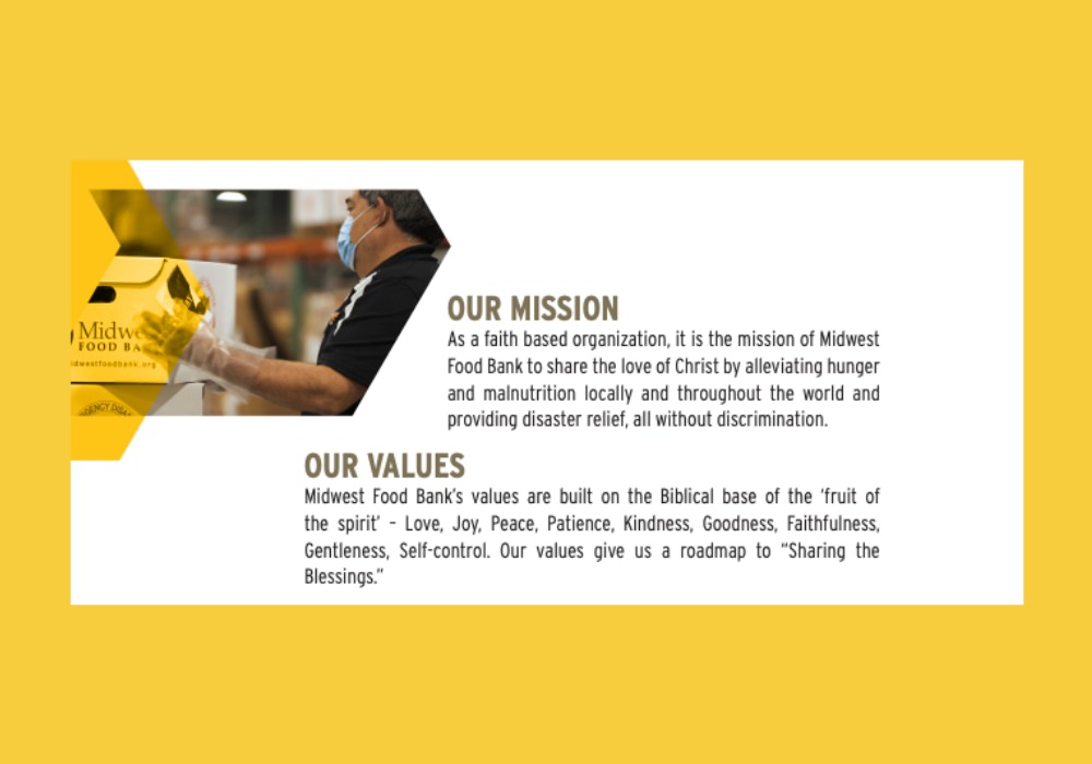 Midwest Food Bank clearly communicates their mission in their annual report