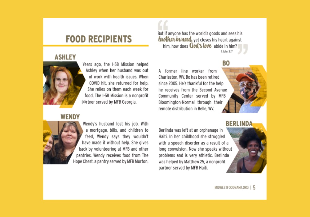 Midwest Food Bank uses social proof in their annual report