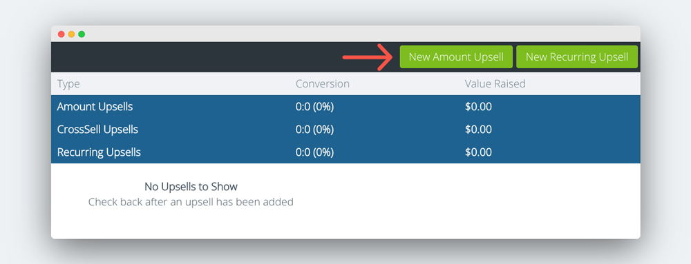 Screenshot of clicking on new amount upsell in Anedot campaigns dashboard