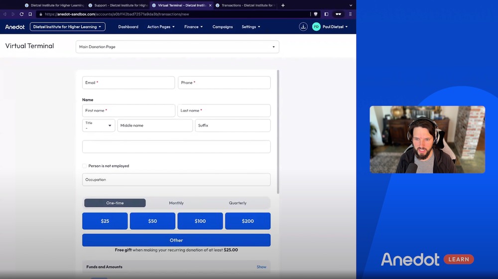 Anedot Virtual Terminal Update