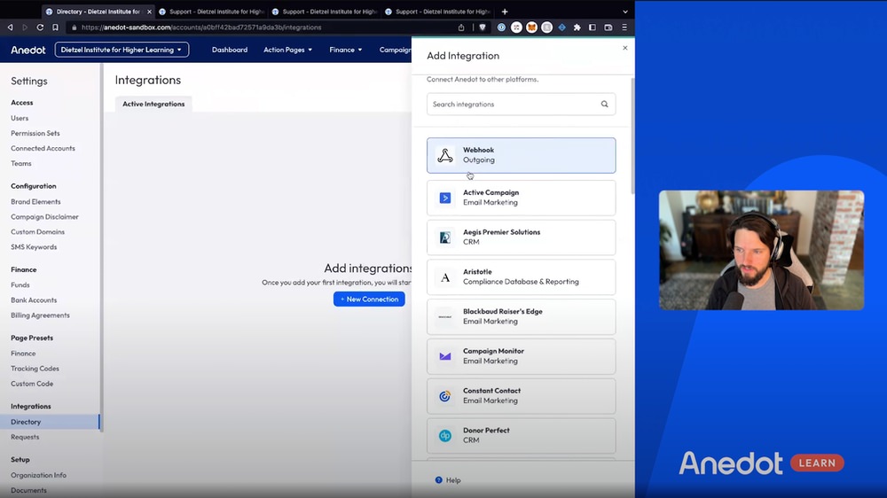 Anedot Integrations Update