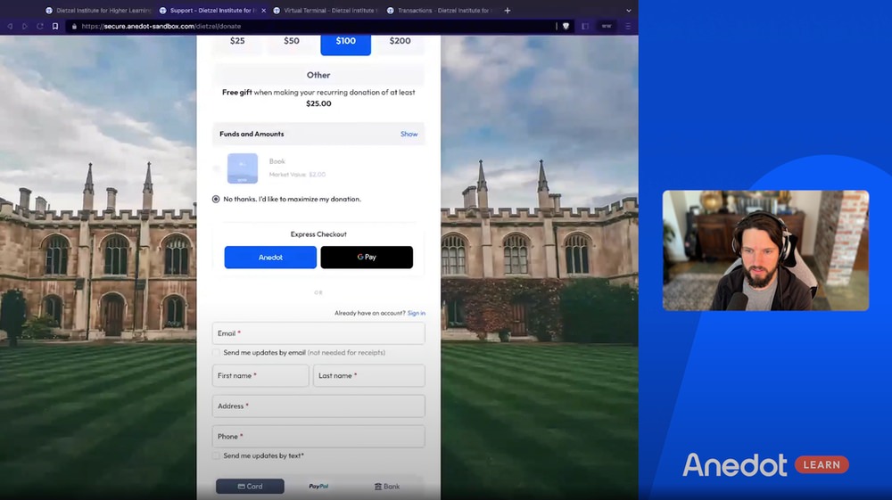 Anedot Express Checkout