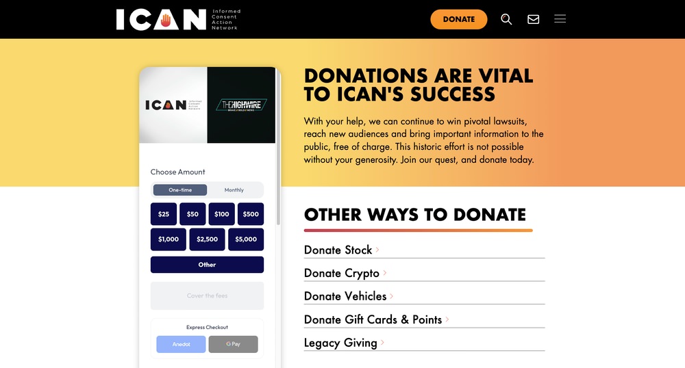 ICAN's Anedot Donation Page