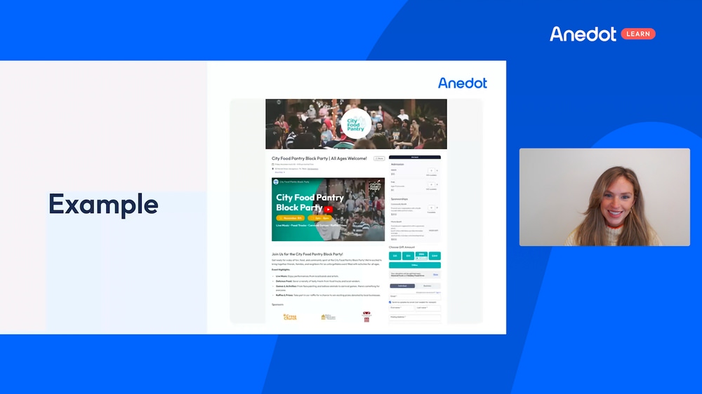 Examples of how to use Anedot Events