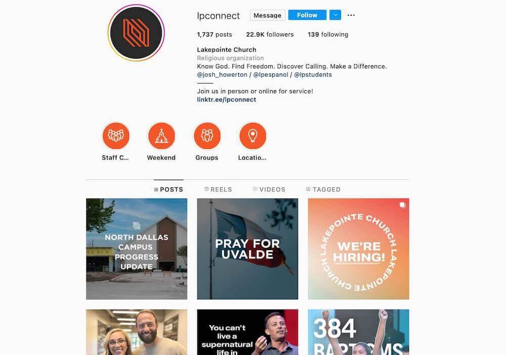 Best church Instagram accounts - Lakepointe Church