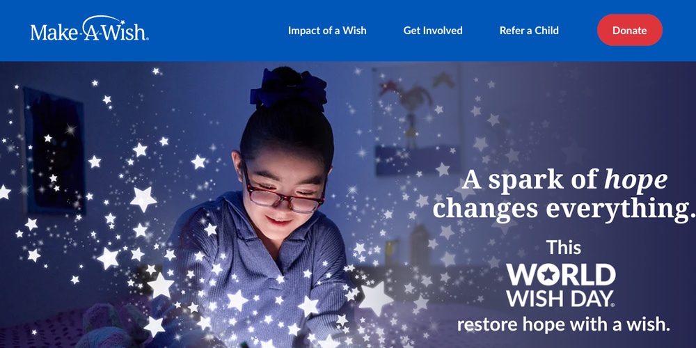 Best nonprofit websites - Make a Wish