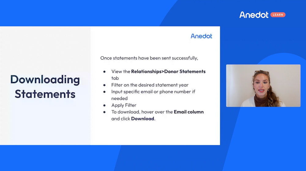 How do I download my donor statements?