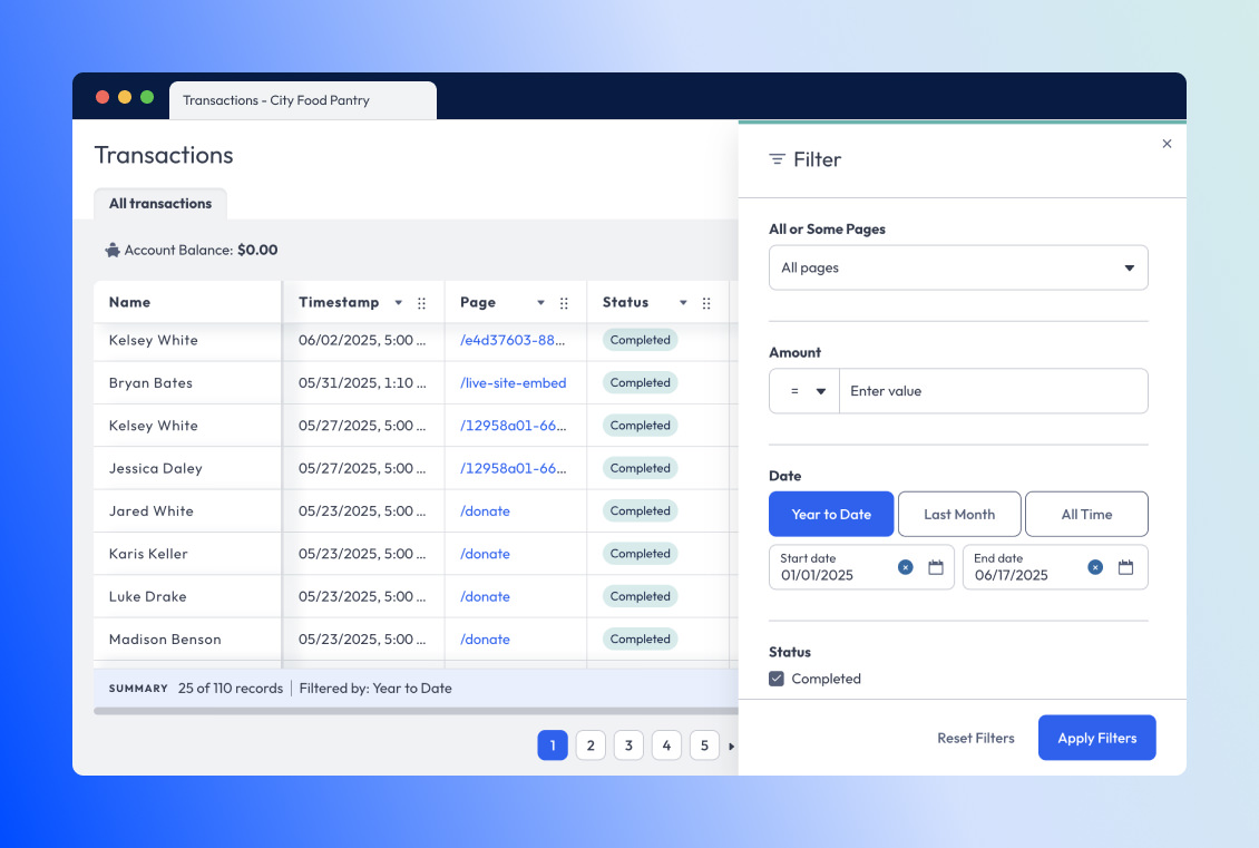 YTD Transactions Filter